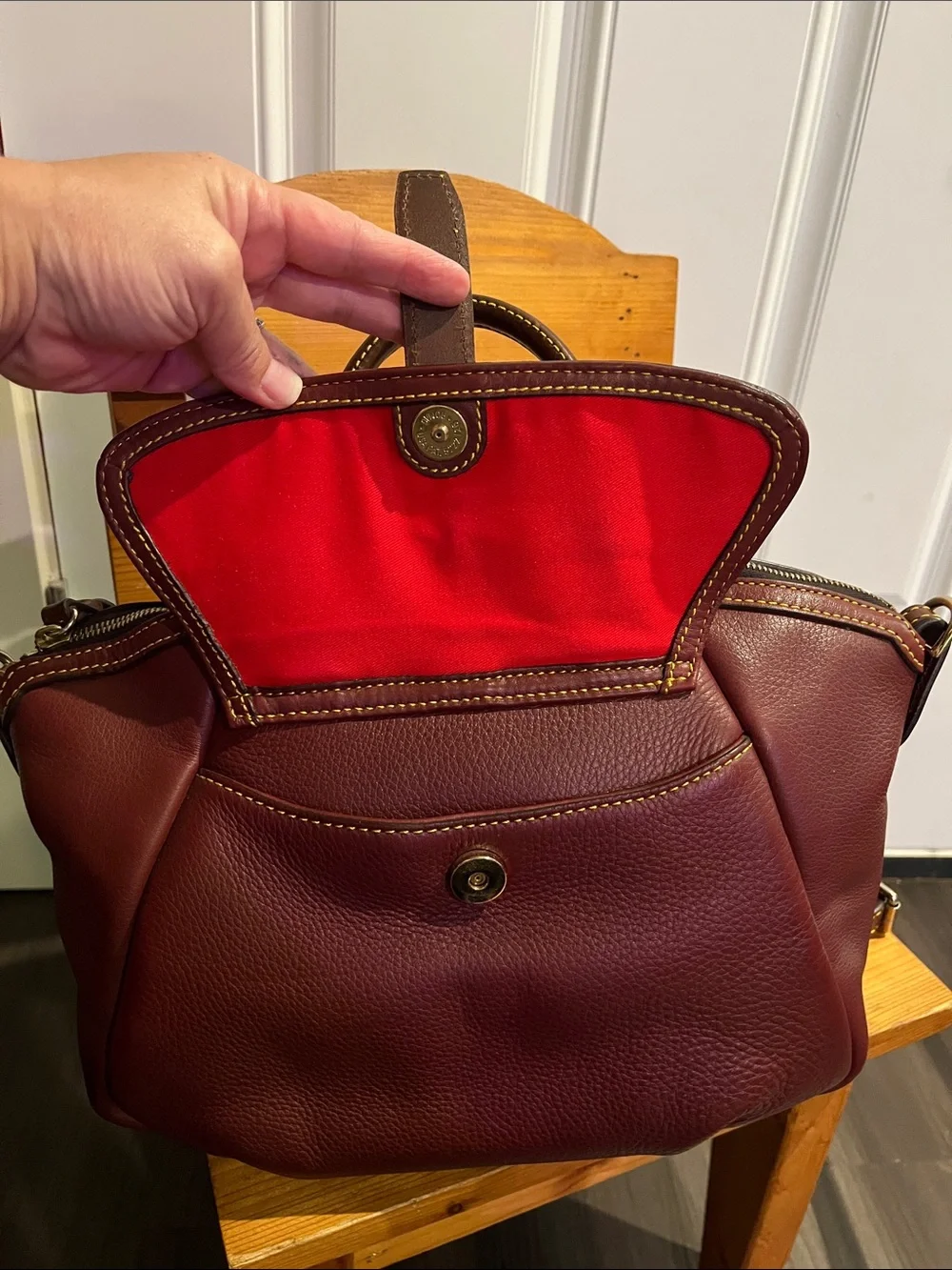 🍓TRADED🍓DOONEY & BOURKE Dark Red Samba Satchel w/ Dooney Lock